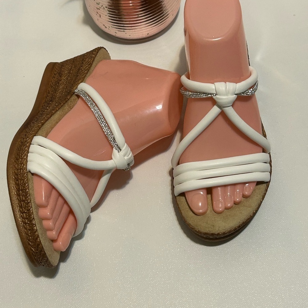 White Strappy Wedge Sandals